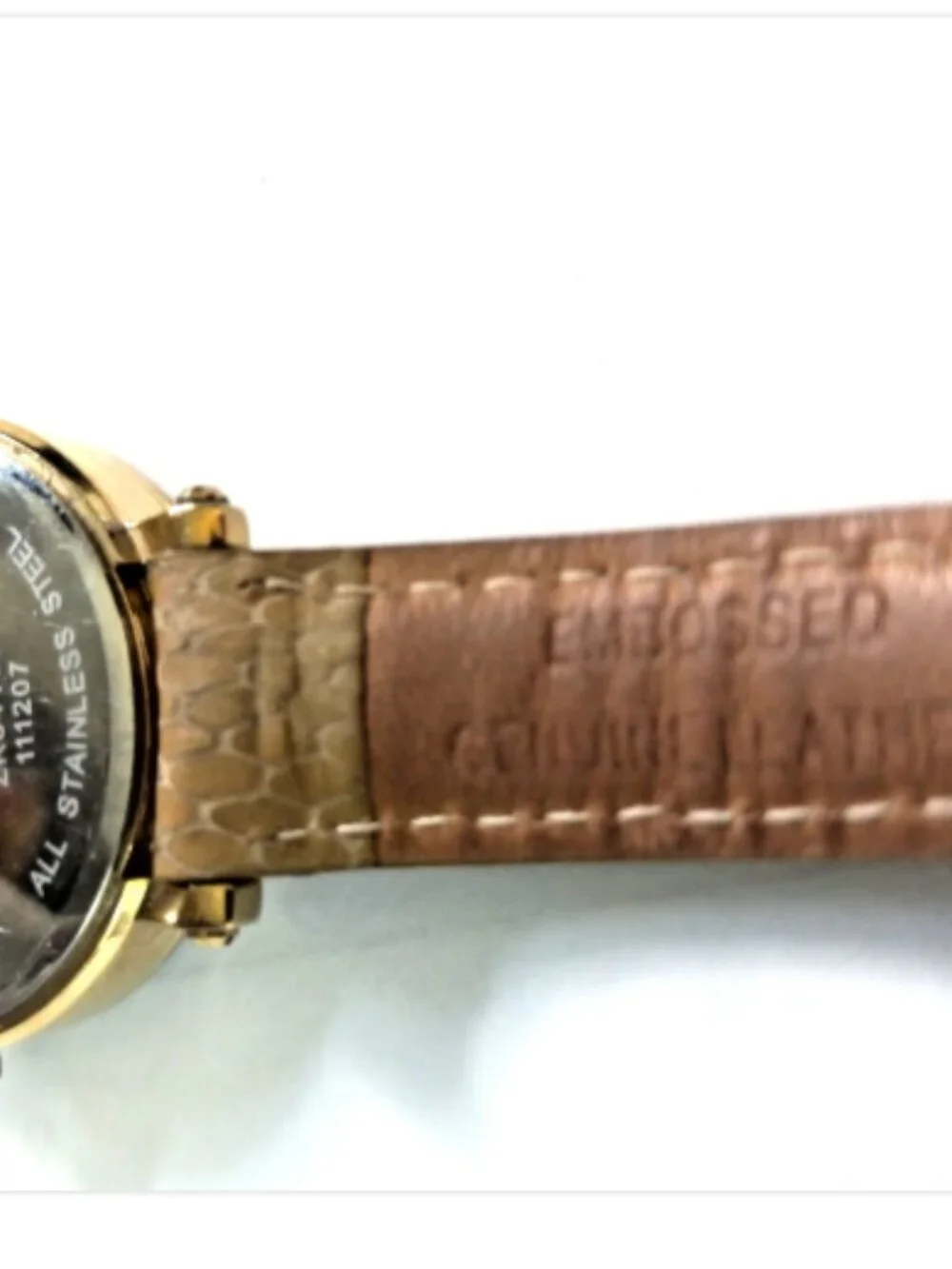 Relic by Fossil Women's Watch Tan Leather Crystal Bezel New Battery Runs ZR34158